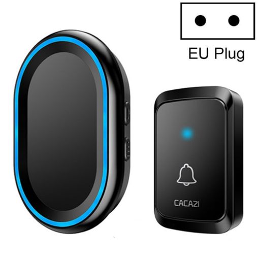 CACAZI A80 1 For 1 Wireless Music Doorbell, EU Plug (Black) - 1