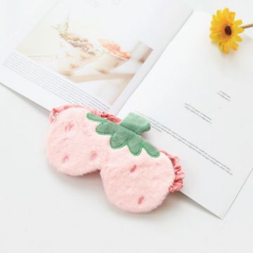 Shallow Pink Strawberry Fruit Plush Soft Eye Mask for Girls - 1