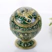Dragon Ancient Copper Green Metal Globe Ashtray With Lid - 1