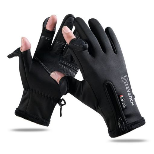 Warm Touch Screen Fingerless Riding Gloves, Size L (Black) - 1