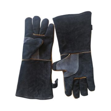 JJ-2002 Gardening Cut-Proof Leather Welding Gloves, 40cm Black - 1