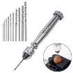 Aluminum Alloy Hand Twist Drill + 10 Drill Bits Punch - 1