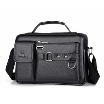 WEIXIER D235 Men's Black Litchi Texture PU Leather Shoulder Bag - 1