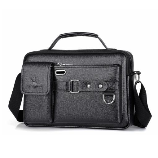 WEIXIER D235 Men's Black Litchi Texture PU Leather Shoulder Bag - 1