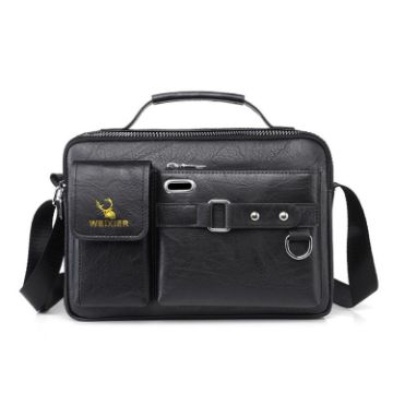 WEIXIER D235 Mens Black PU Leather Shoulder Handbag - 1