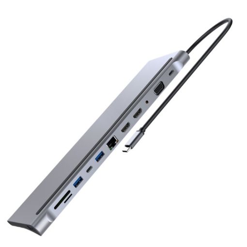 12 In 1 Gray Type C Laptop Smart Docking Station - 1