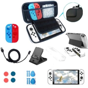 Switch OLED Console 16-in-1 Set: Shell, Remote Cap, Film & Bag - 1