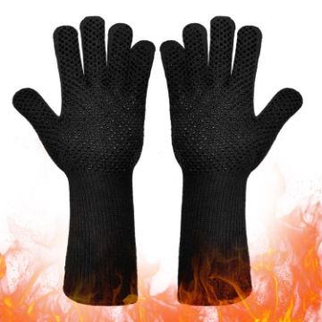 High Temperature Resistant Silicone BBQ Anti-Scalding Gloves (Full Dots) - 1