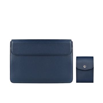 PU08DZ 13.3" Leather Laptop Liner Bag & Stand, Sapphire Blue Bag - 1