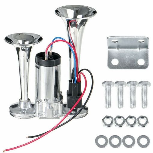 Electric Car Horn Double-Tube ST-1018S with Relay, 600DB Metal - 1