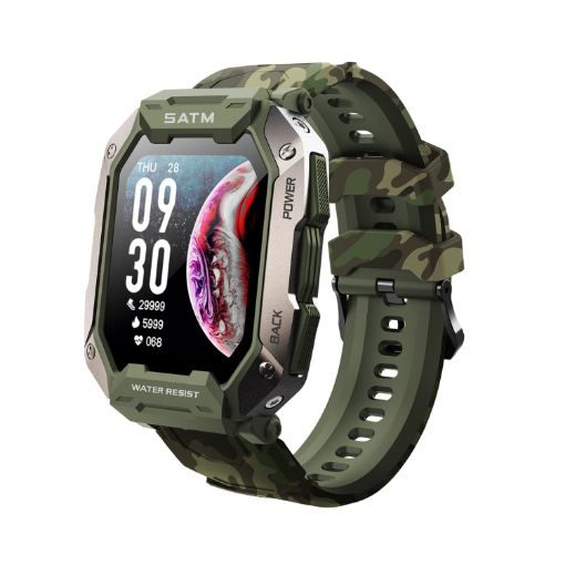 C20 1.71" TFT HD Smart Watch, Heart Rate/Blood Oxygen, Green Camo - 1