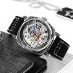 SKMEI 9271 Waterproof Mechanical Watch, Brown Leather Strap - 4