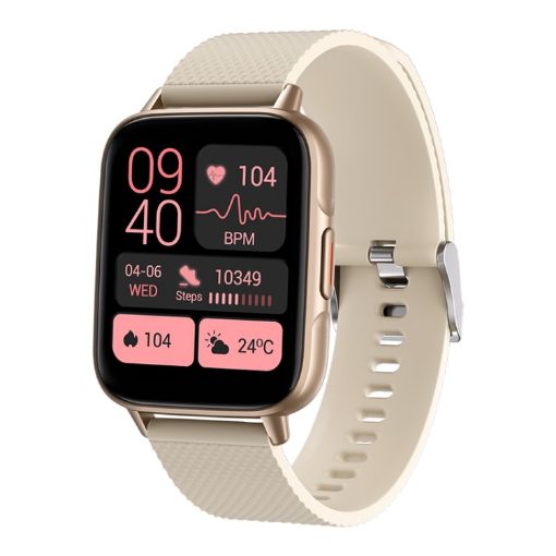 FW02 Smart Health Watch: Heart Rate, Blood Oxygen, Gold Strap - 1