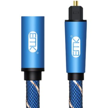 EMK 1.5m Blue Male-Female SPDIF Optical Audio Extension Cable - 1