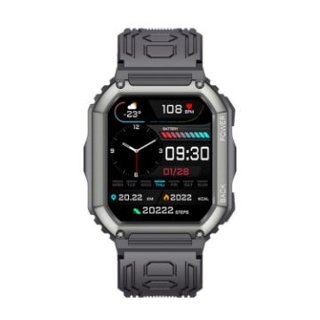 KR06 Smart Watch: 1.8" Monitor, Heart Rate & BP, Call - Black - 1