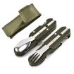 Camping Tableware: Stainless Steel Folding Knife, Fork & Spoon Set - 1