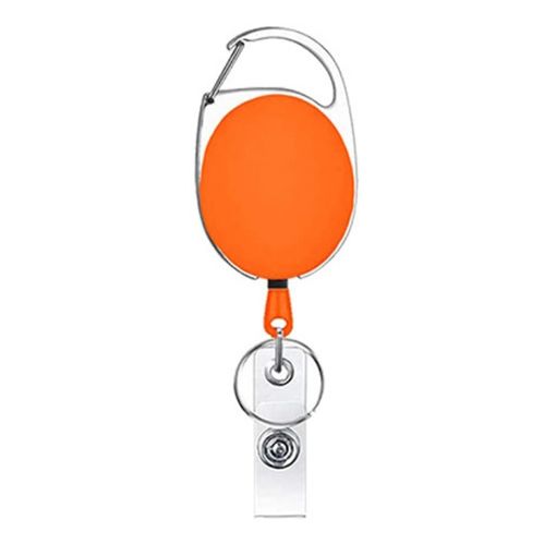 68cm Retractable Zinc Alloy Badge Reel Lanyard Holder (Orange) - 1