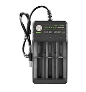 BMAX 18650 USB Charger - 3 Slot 3.7/4.2V Lithium Battery Charging Seat - 1
