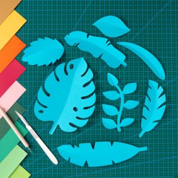 Lake Blue Paper-cut Leaf Ornaments Photography Props - 1