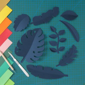 Dark Blue Paper-cut Leaf Ornaments for Photography Props - 1