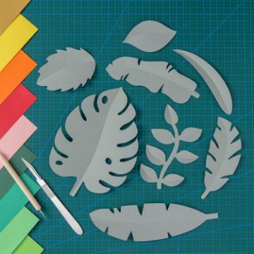 Paper-cut Leaf Ornaments Photography Props - Light Gray - 1