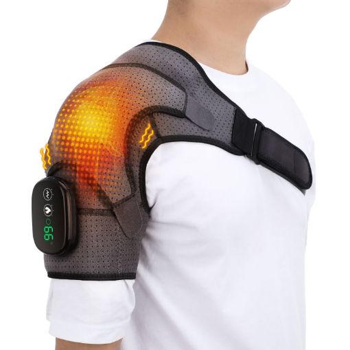 Gray Black Electric Heating Shoulder Massager with Vibration - 1
