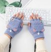 Winter USB Heated Half Finger Gloves with Cover, Free Size, Blue - 1