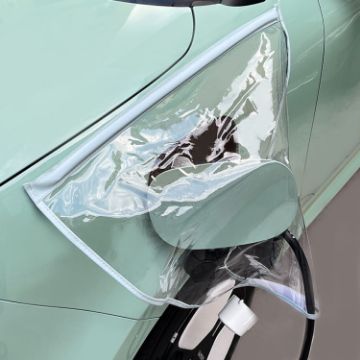 Blue Magnetic Transparent Rain Cover for EV Charging Port - 1