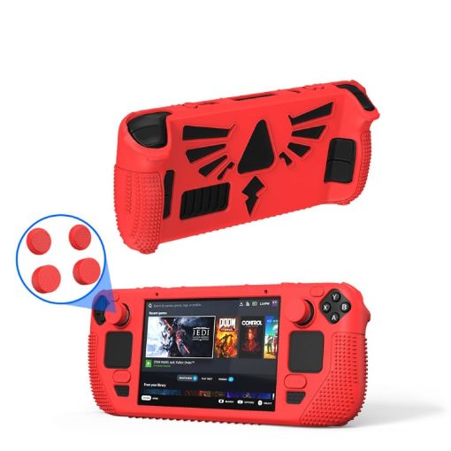 Steam Deck V V4-1 Red Silicone Non-slip Case with Holder Function - 1