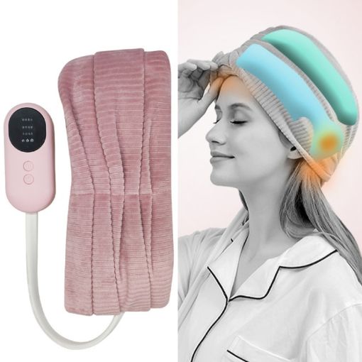 Pink Air Wave Head Massage Device with Heating Compress - 1