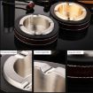 Metal & Cowhide Leather Cigar Ashtray - Silver, Personalized - 4