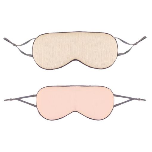 Double-sided Sleep Eye Mask Set with Elastic Band (Beige & Pink) - 1