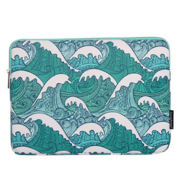 H3-04 15" Green Wave PU Leather Laptop Liner & Tablet Sleeve - 1