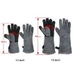 Cowhide BBQ Gloves 16" Anti-hot Welding Protection Gray Black A2415 - 2
