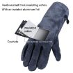 Cowhide BBQ Gloves 16" Anti-hot Welding Protection Gray Black A2415 - 3