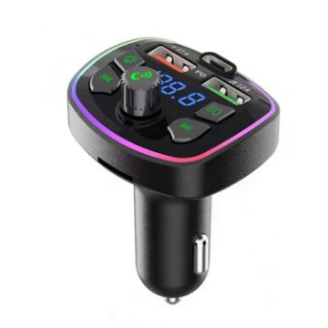 Q7 3.1A Car Charger FM Transmitter with Bluetooth & Colorful Lighting - 1