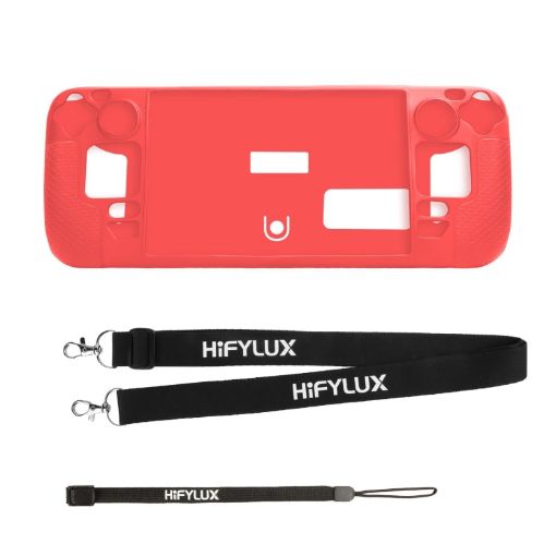 Hifylux ST-PF14 Red Silicone Case for Steam Deck with Lanyard - 1