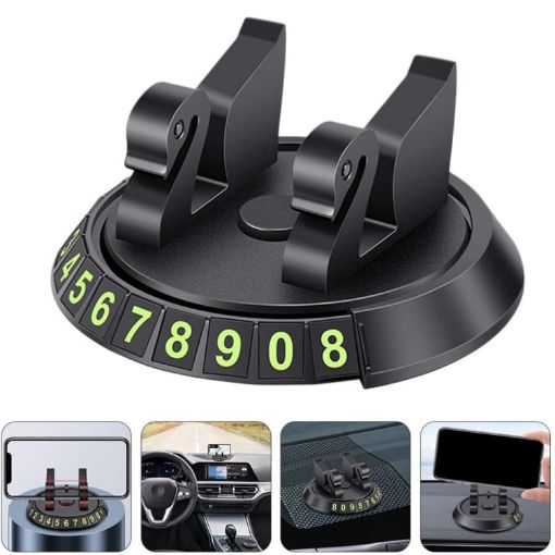 R-2017 Car Phone Holder 360 Rotatable Stand with Number Plate - 1