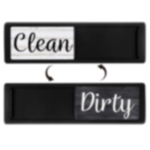 Black Wood Grain Double-Sided Clean Dirty Dishwasher Magnet Sign - 1