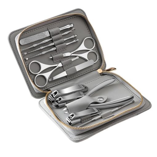 12-in-1 Bamboo Style Stainless Steel Nail Trimming & Polishing Set - 1