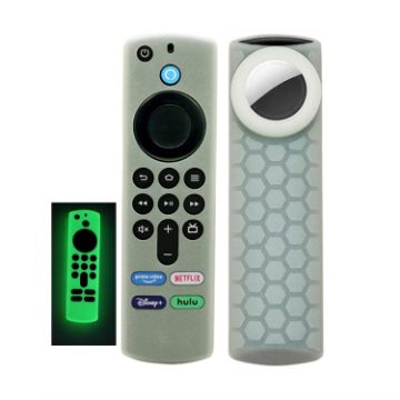 2pcs Luminous Green Remote Case for Fire TV Stick 3rd Gen with Airtag Holder - 1