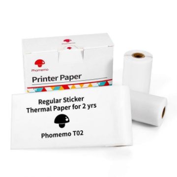 Phomemo T02 Printer: 3 Rolls Thermal Paper 50mmx3.5m Labels - 1