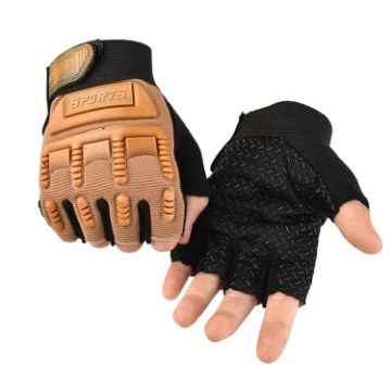 Children's Outdoor Skating Military Training Half-Finger Gloves Sand - 1