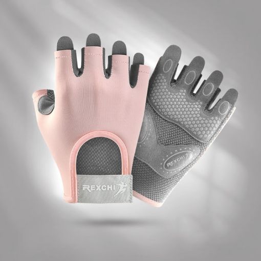 Sakura Pink Non-slip Shock-absorbing Half-finger Yoga Gloves, Size M - 1