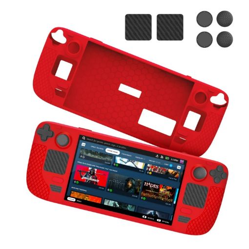 JYS JYS-SD011 Steam Deck Case Set: Silicone Case & Stickers (Red) - 1