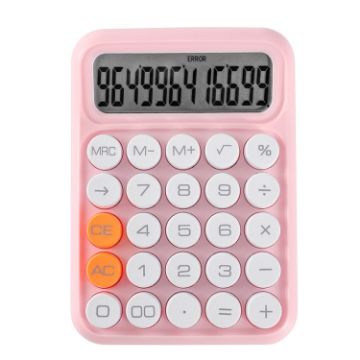 Pink 12-Digit Mechanical Keyboard Calculator for Office & Exams - 1