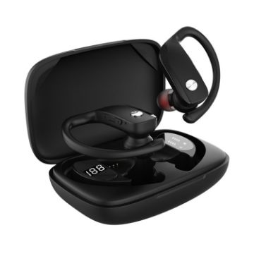 T16 Black TWS LED Display Ear-mounted Noise Reduction Earphones - 1