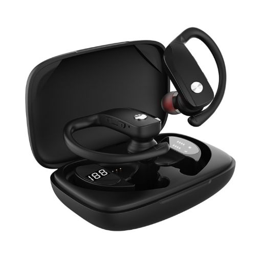 T16 Black TWS LED Display Ear-mounted Noise Reduction Earphones - 1