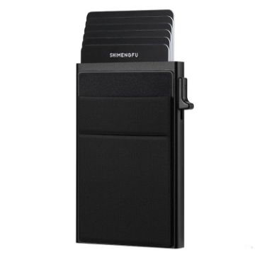 Slim Pop Up RFID Blocking Metal Wallet & Card Holder (Black) - 1