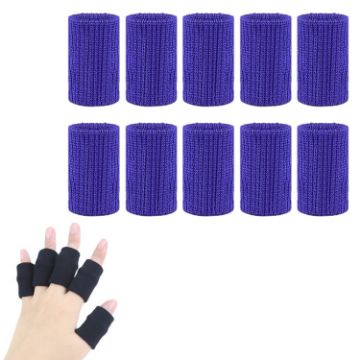10pcs Basketball Finger Sleeves Joint Stretch Knit Protectors, Blue - 1